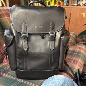 Coach Black Leather Men's Backpack